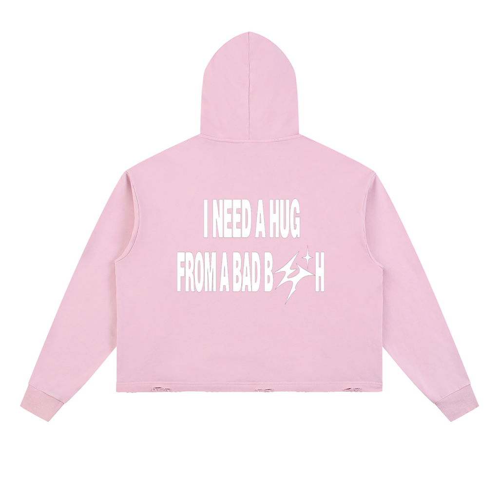 Vintage Washed Frayed-Hem Hoodie