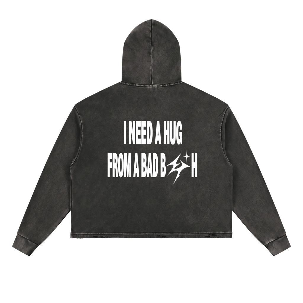 Vintage Washed Frayed-Hem Hoodie