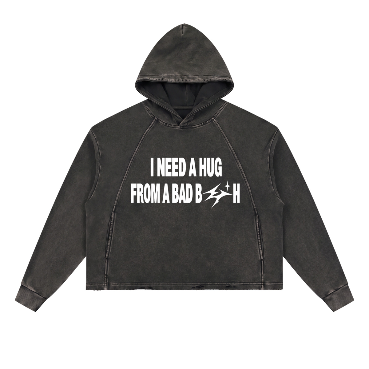 Vintage Washed Frayed-Hem Hoodie