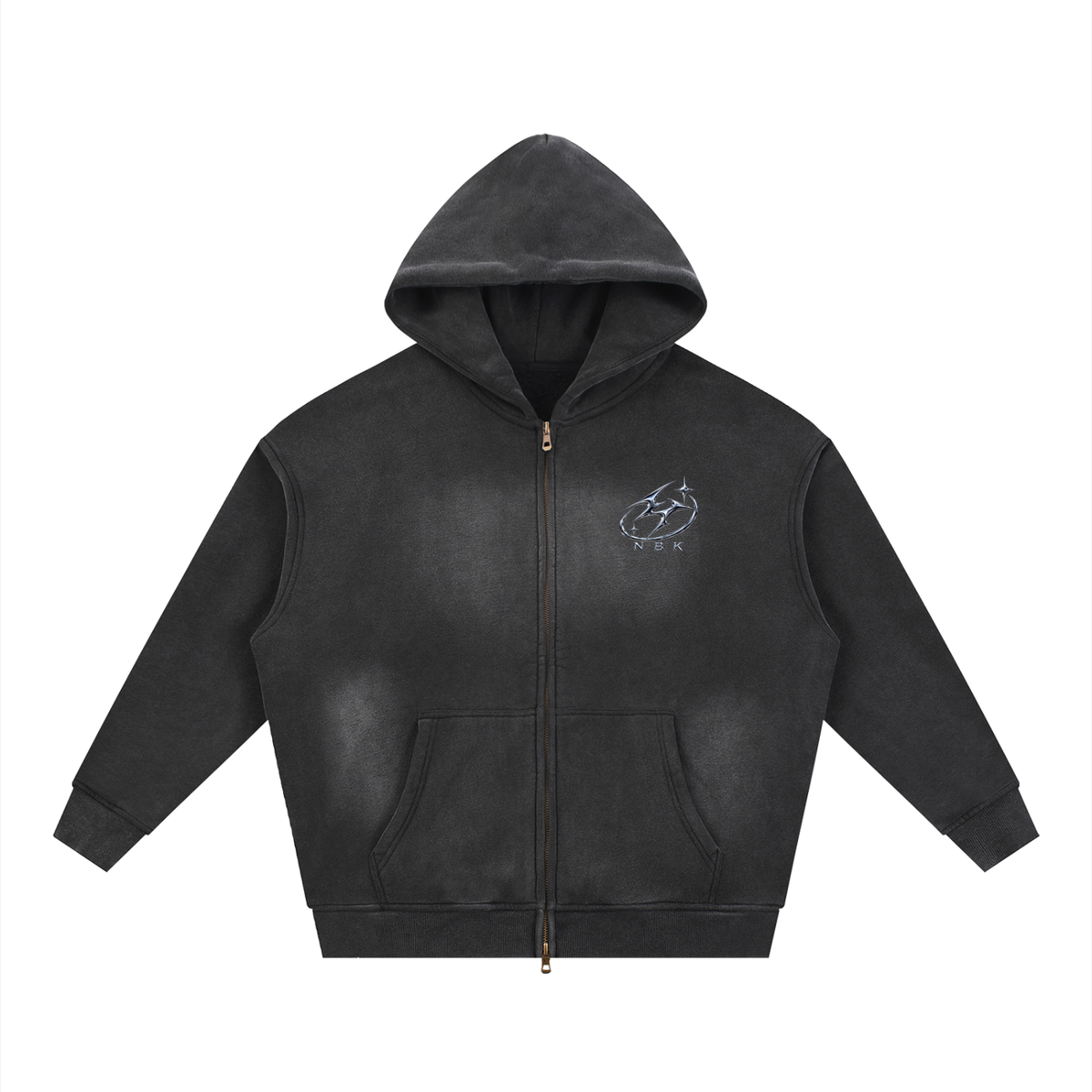 Sunfade Two-way Zipper Boxy Fleece Hoodie