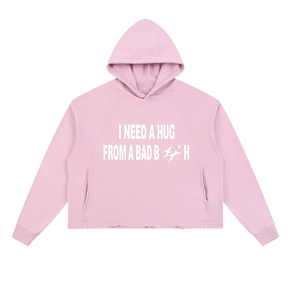 Vintage Washed Frayed-Hem Hoodie