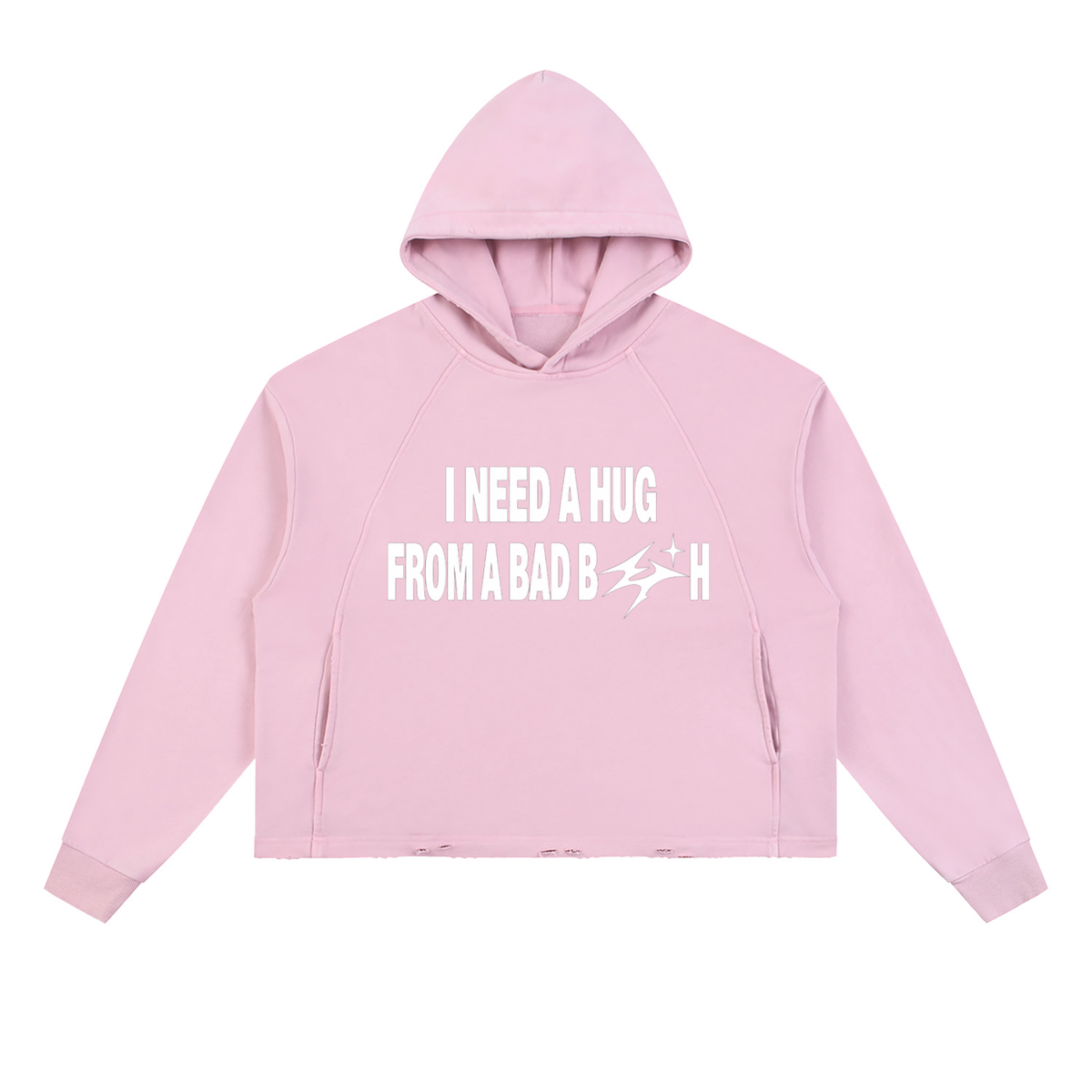 Vintage Washed Frayed-Hem Hoodie
